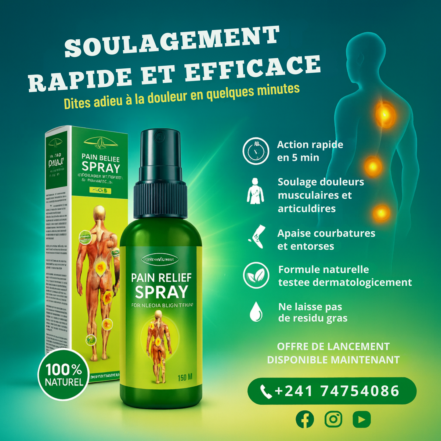 Spray Anti-Douleur Naturel (150 ml)